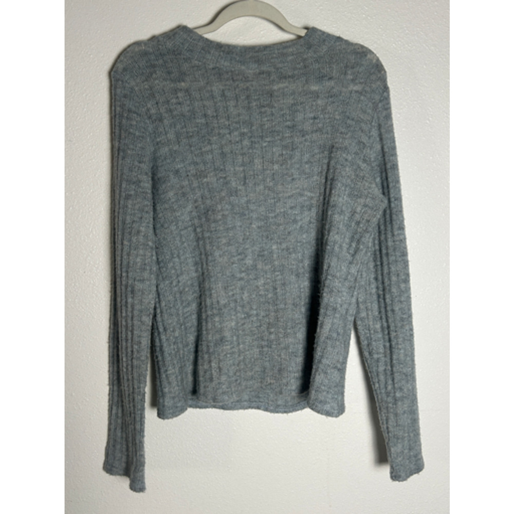 Anthropologie Farrow Gray Loose Cable Knit Crewneck Sweater Size Med